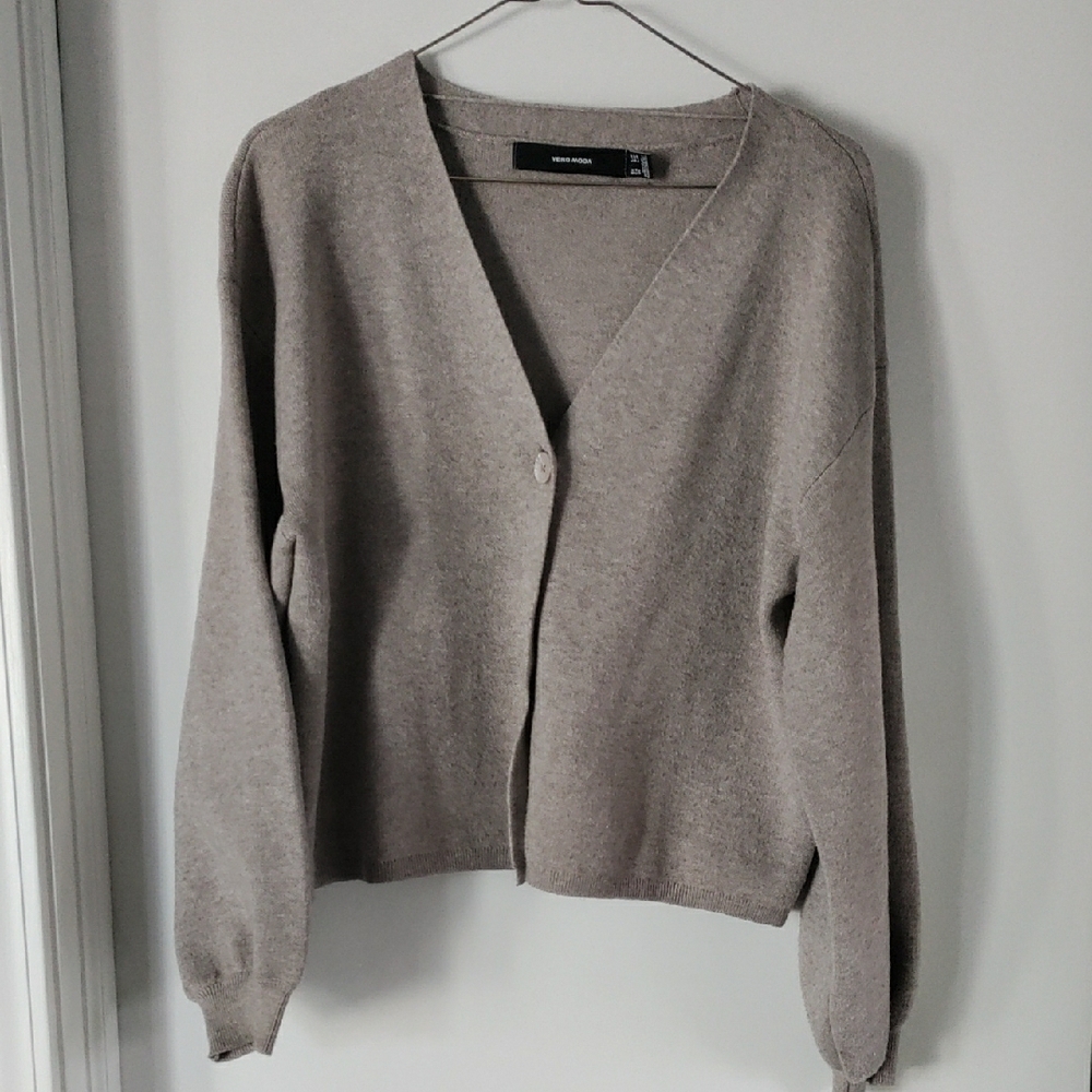 Vero Moda VMGOLD LS-V-Neck Button Down Cardigan Oatmeal Size LP